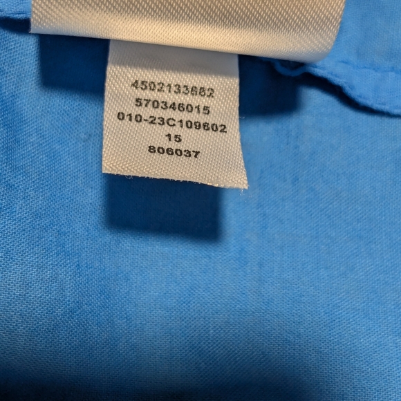 Chico's Peasant Blouse Tassel Sz 0 = Small Square Neck 3/4 Sleeve Top Blue Boho - Picture 10 of 10